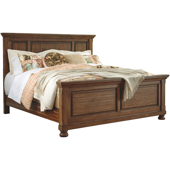 Ashley Furniture | Flynnter Medium Brown King Panel Bed