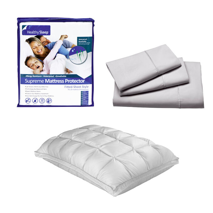 Gbs Enterprises , Microfiber Queen Sheet Mattress Protector Pillow Bundle , Denver Dove