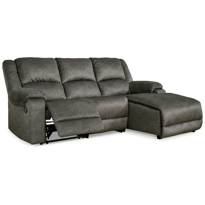 Benlocke Flannel 3 Piece Reclining Right Chaise Sectional