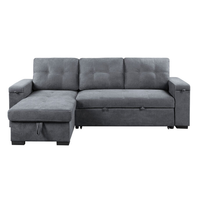 Lilola Home | Toby Gray Full Storage Sleeper Sectional Sofa
