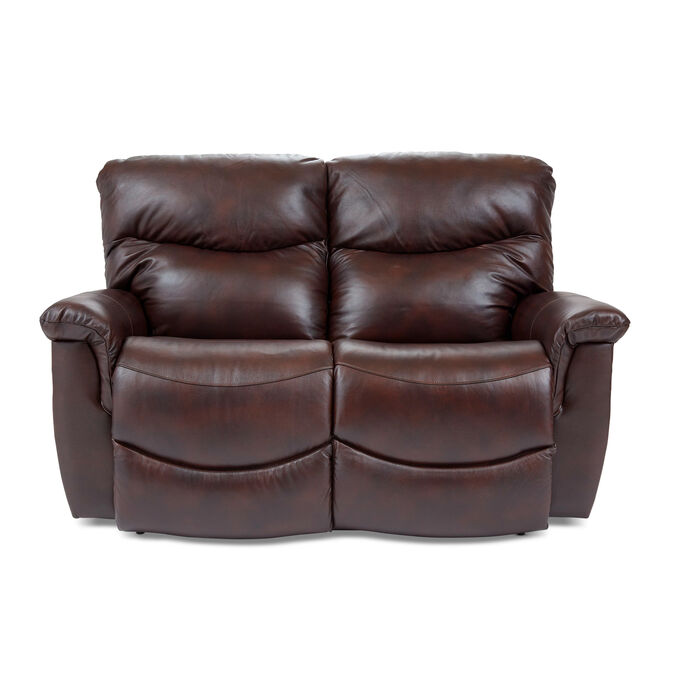 La-Z-Boy , James Walnut Leather Tri-Power Reclining Loveseat Sofa