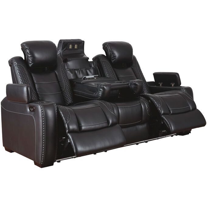 Ashley Furniture , Party Time Midnight Power Reclining Console Sofa
