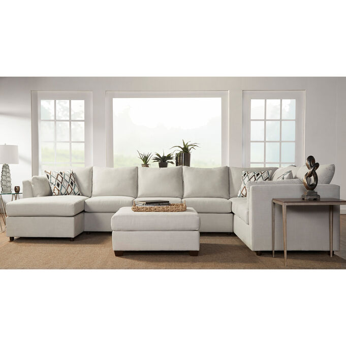 Hughes Furniture | Payne Eggshell 4 Piece Left Chaise Sectional Sofa