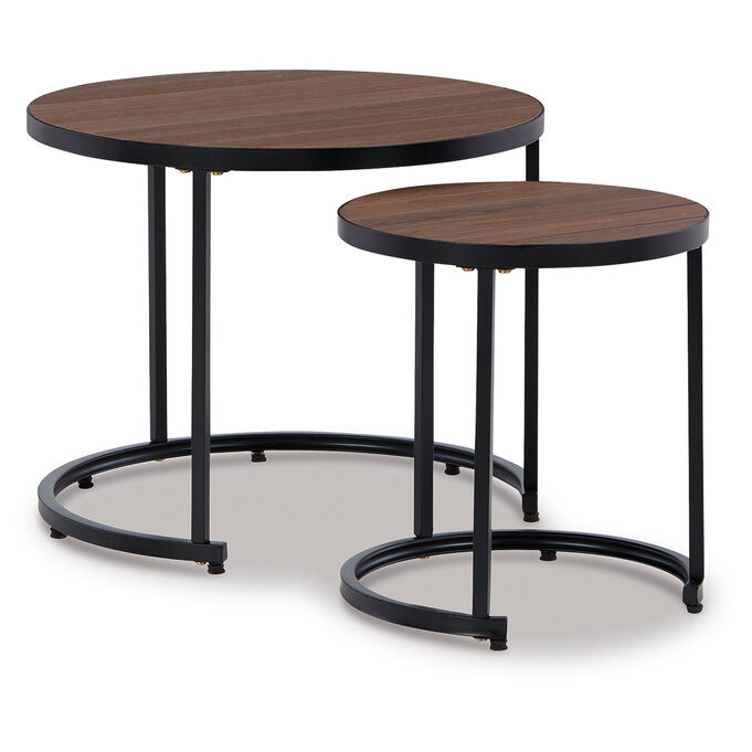 Ashley Furniture | Ayla Brown Set of 2 Outdoor Nesting End Tables