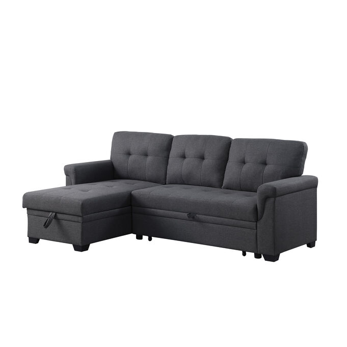 Lilola Home | Lucca Dark Gray Twin Sleeper Chaise Sofa