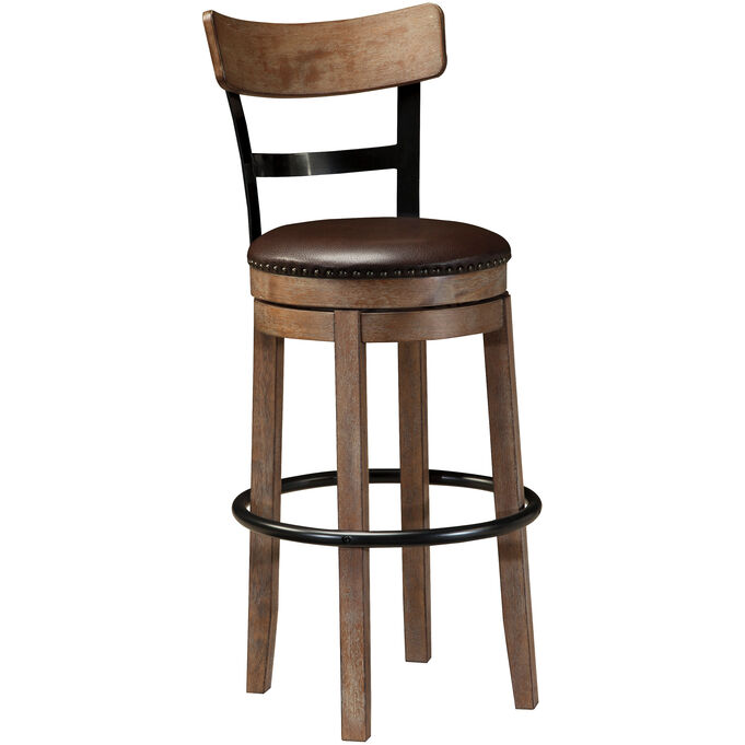 Ashley Furniture | Pinnadel Brown Upholstered Bar Stool