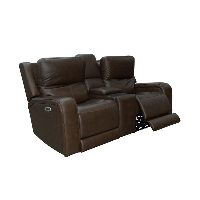 Hayley Burnt Umber Power Reclining Console Loveseat with Power Headrests