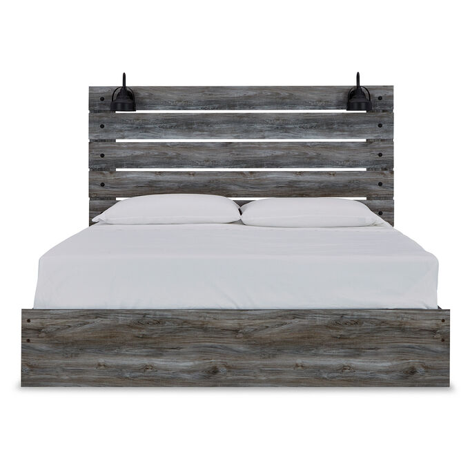 Ashley Furniture , Baystorm Gray King Panel Bed With Sconces