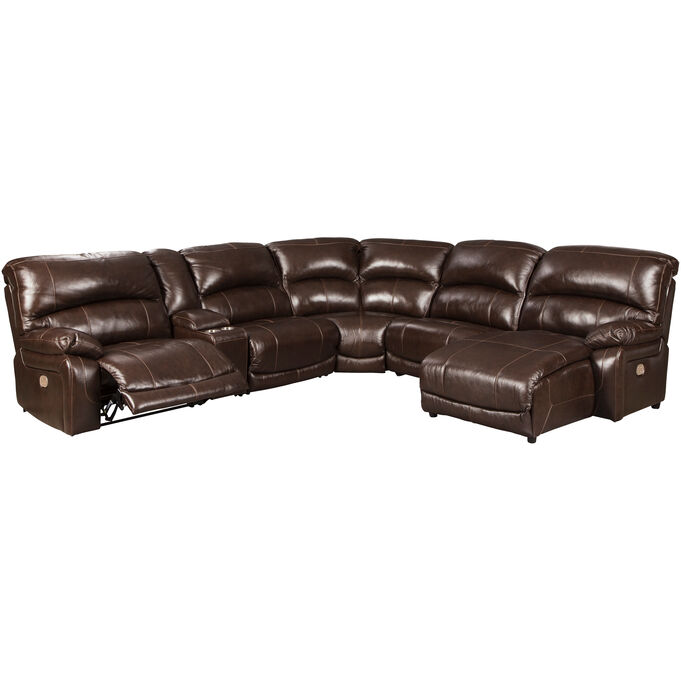 Ashley Furniture | Hallstrung Chocolate 5 Piece Power Reclining Sectional