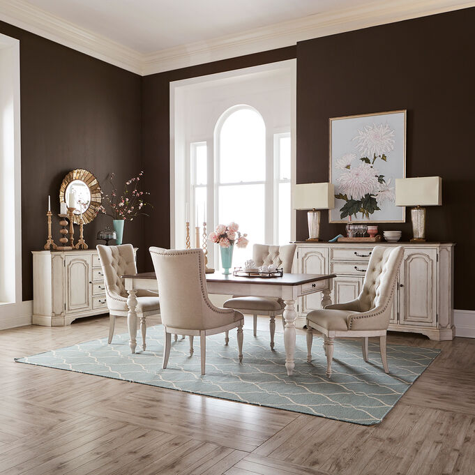 Liberty Furniture | Abbey Road White 5 Piece Upholstered Dining Set