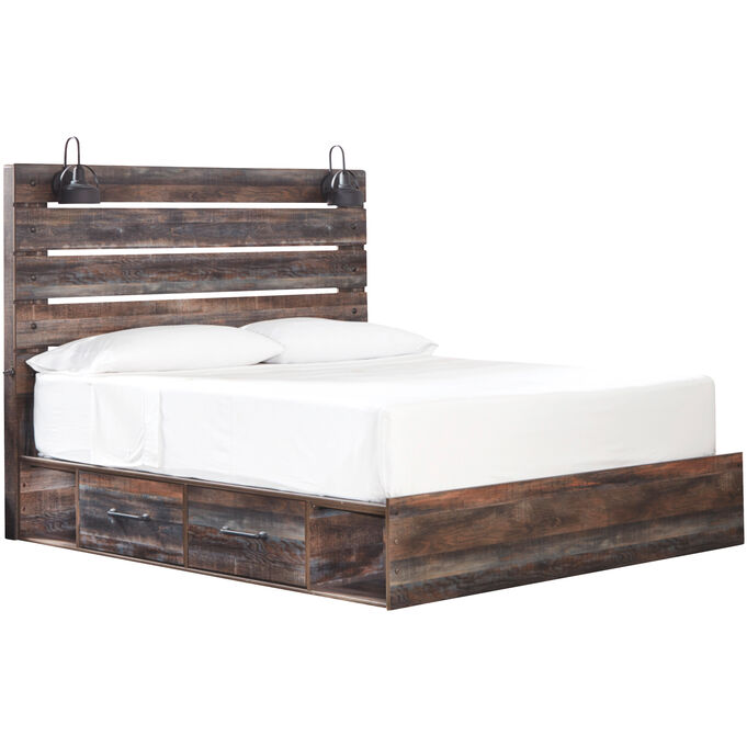 Ashley Furniture | Drystan Brown King 2 Drawer Storage Bed