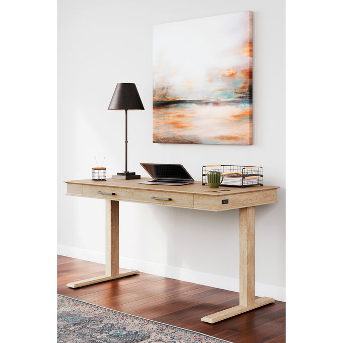 Elmferd Light Brown Adjustable Height Desk