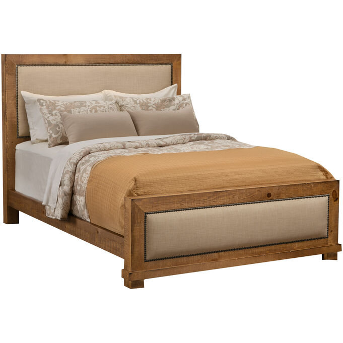 Progressive Furniture | Willow Distressed Pine Queen Upholstered Bed