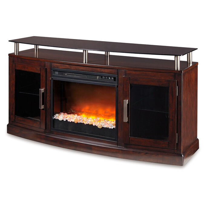 Ashley Furniture | Chanceen Dark Brown 60" Fireplace TV Console