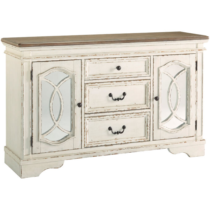 Ashley Furniture | Realyn Chipped White Server Sideboard Buffet Cabinet