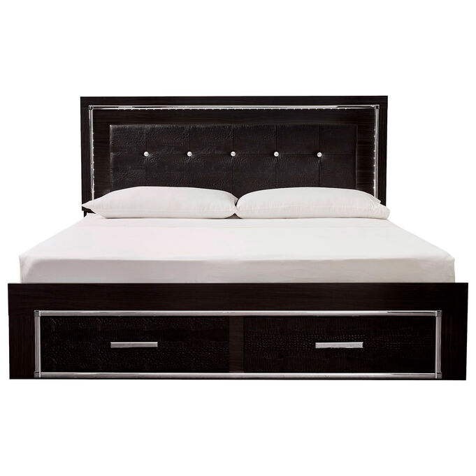 Ashley Furniture | Kaydell Black King Upholstered Storage Panel Bed