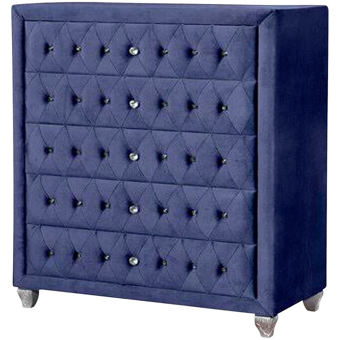 Furniture Of America | Alzire Blue 5 Drawer Chest