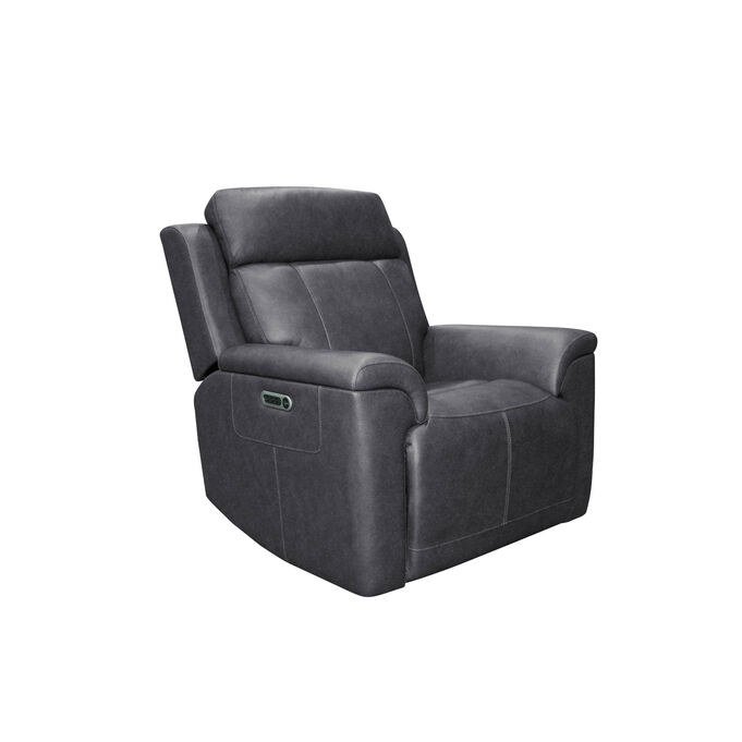 Amelia Charcoal Power Recliner with Power Headrest &amp; Lumbar