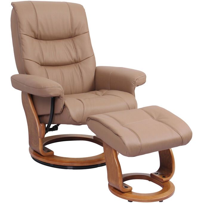 Benchmaster , Rosa II Cocoa Recliner Chair With Ottoman