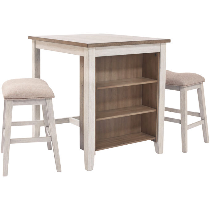 Ashley Furniture | Skempton White 3 Piece Counter Dining Set