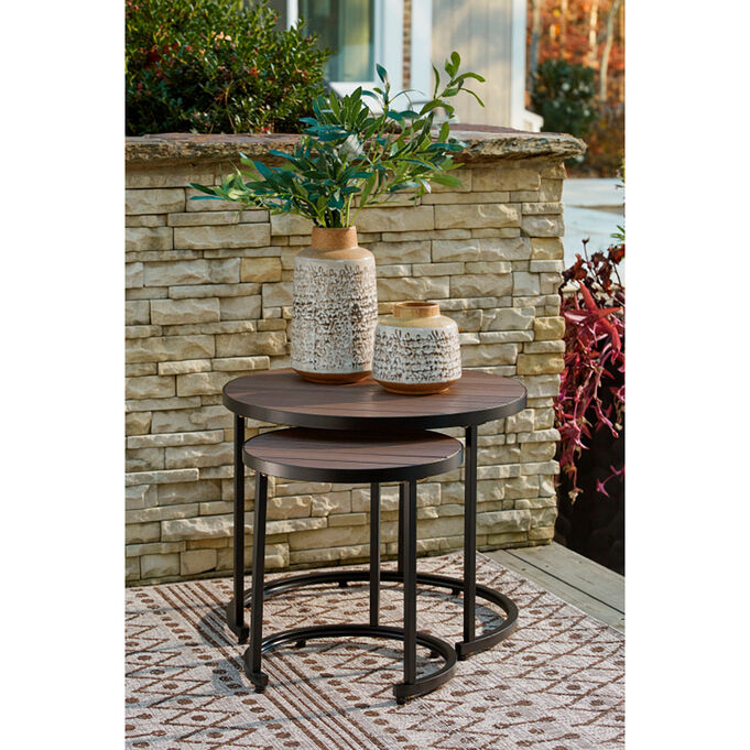 Ayla Brown Set of 2 Outdoor Nesting End Tables