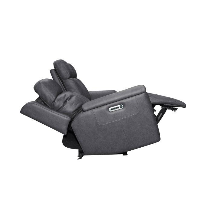 Amelia Charcoal Power Reclining Console Sofa with Power Headrests &amp; Lumbar