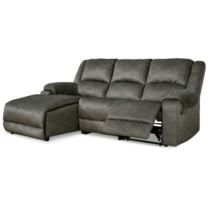 Ashley Furniture | Benlocke Flannel 3 Piece Reclining Left Chaise Sectional