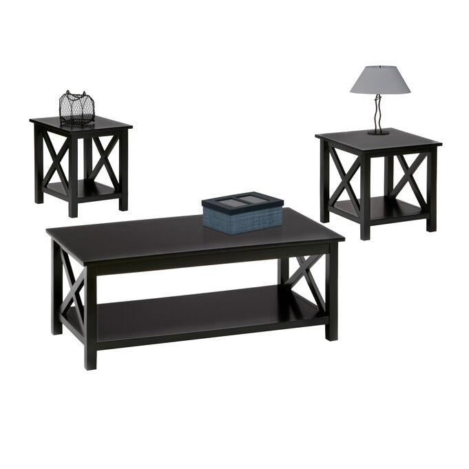 Progressive Furniture | Seascape Textured Black Set of 3 Occasional Tables