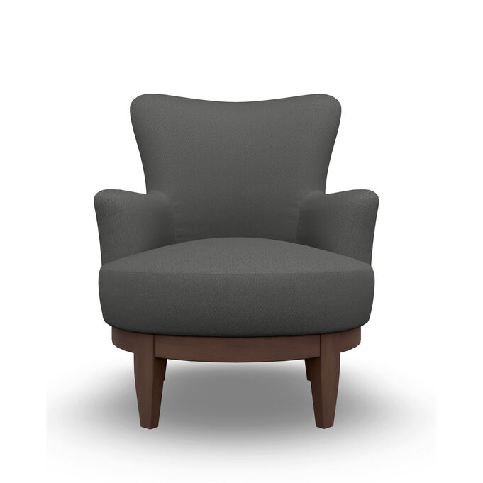 Best Home Furnishings | Justine Chenille Charcoal Swivel Chair