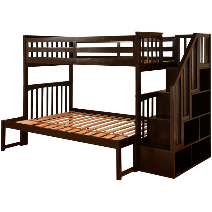 Kodiak Furniture | Kelcie Dark Chocolate Twin Over Full Stairway Bunk Bed