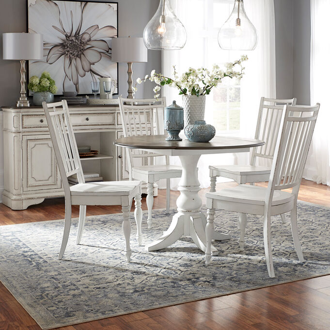 Liberty Furniture | Magnolia Manor White 5 Piece Spindle Drop Leaf Dining Set