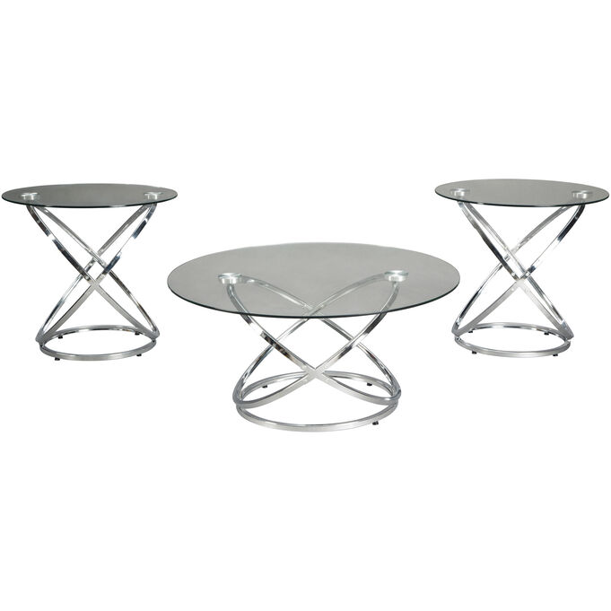 Ashley Furniture , Hollynyx Chrome Set Of 3 Tables