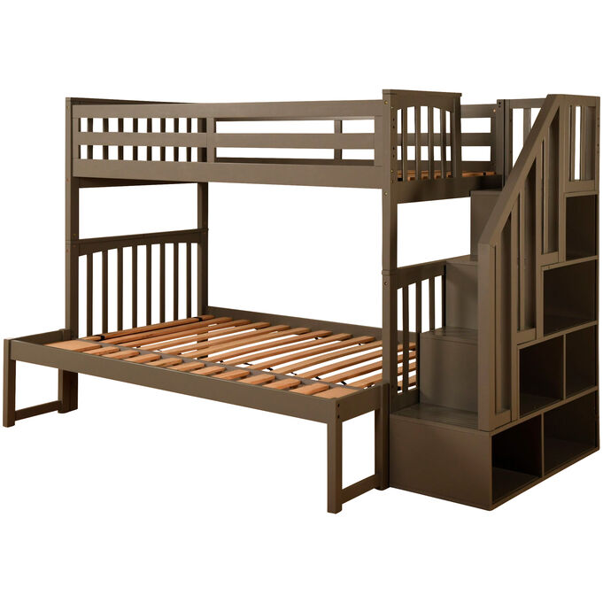 Kodiak Furniture | Kelcie Dark Gray Twin Over Full Stairway Bunk Bed
