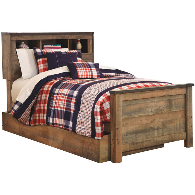 Ashley Furniture | Trinell Rustic Plank Twin Trundle Bookcase Bed