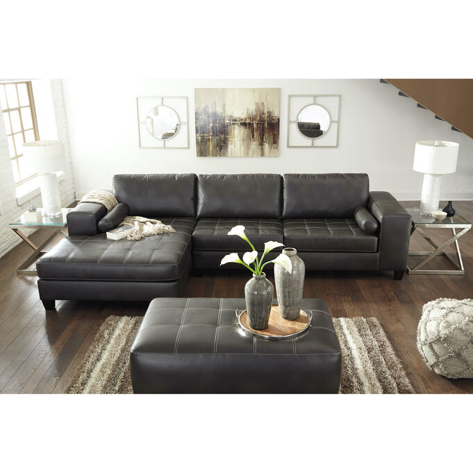 Ashley Furniture | Nokomis Charcoal 2 Piece Left Chaise Sectional