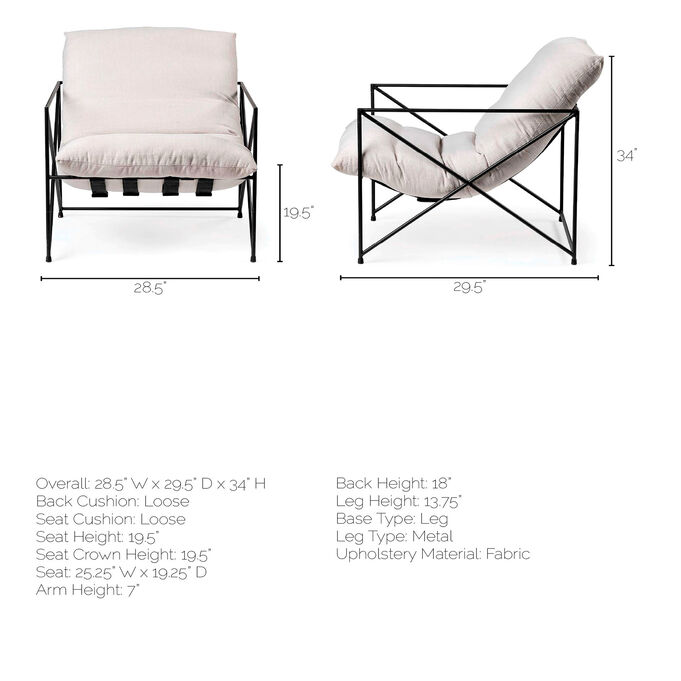 Leonidas Cream Accent Chair