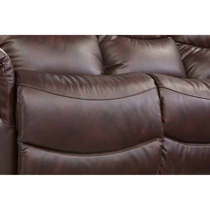 James Walnut Leather Power Plus Reclining Sofa