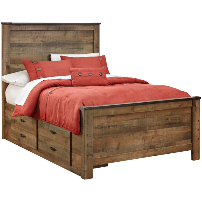 Ashley Furniture | Trinell Rustic Plank Full Storage Panel Bed