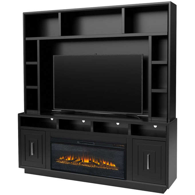 Legends Furniture | Sunset Seal 83" Fireplace and Hutch