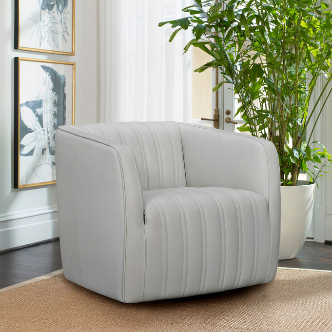 Aries Dove Gray Leather Swivel Chair