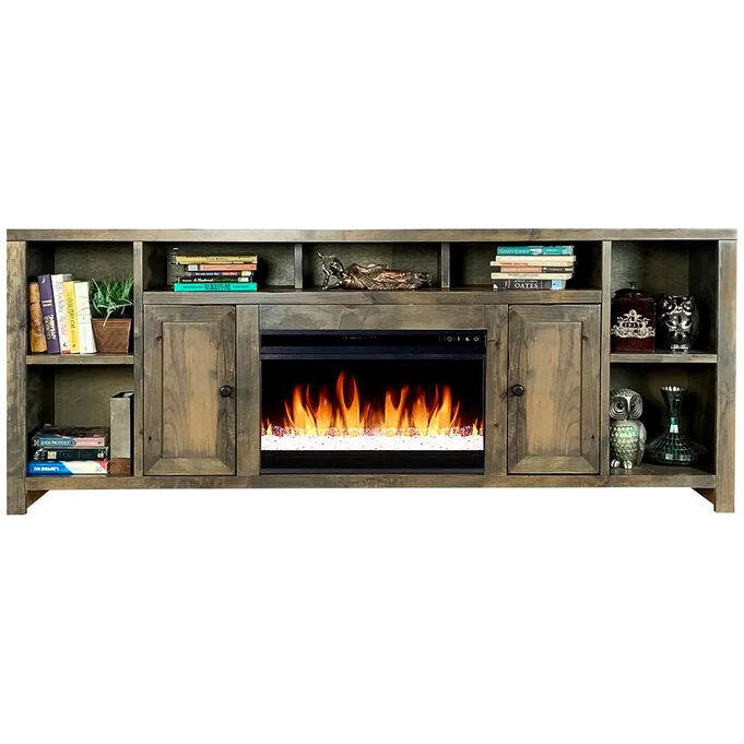 Legends Furniture | Joshua Creek Barnwood 84" Super Fireplace Console Table