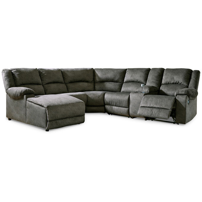 Ashley Furniture | Benlocke Flannel 6 Piece Reclining Left Chaise Sectional