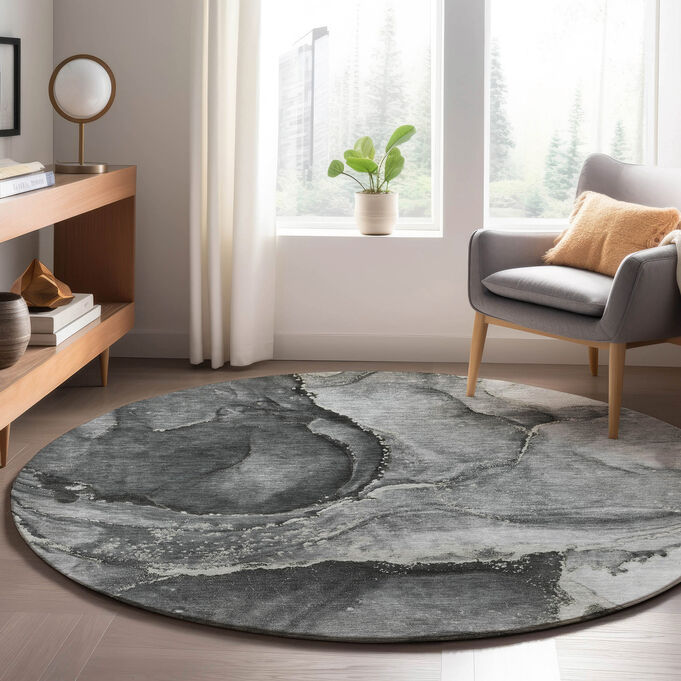Odyssey Charcoal Round Rug