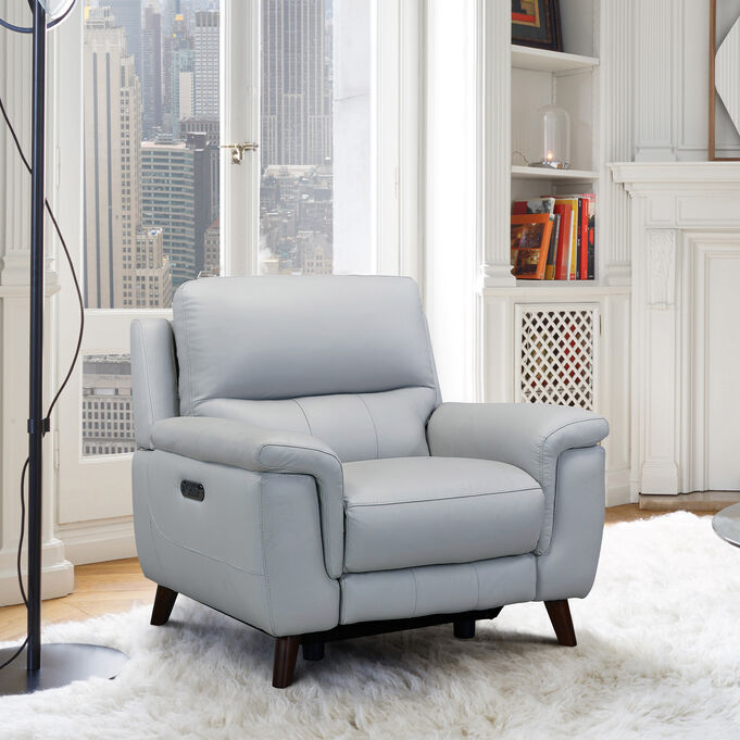 Lizette Leather Dove Gray Power Reclining Chair