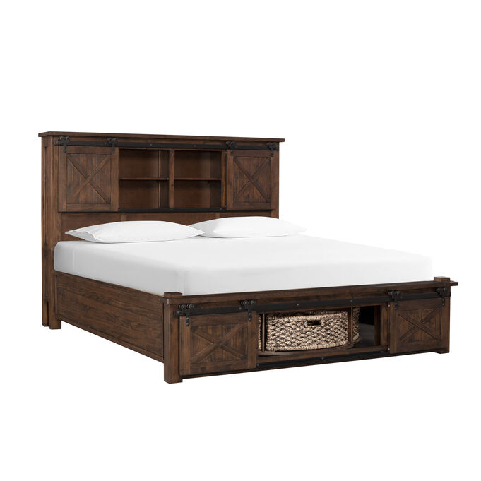 A America , Sun Valley Rustic Timber Queen Rotating Storage Bed