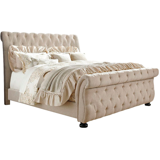 Ashley Furniture | Willenburg Linen Queen Upholstered Sleigh Bed