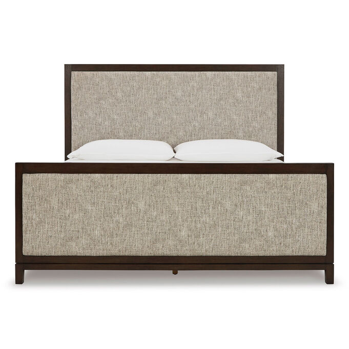 Ashley Furniture | Burkhaus Brown Queen Upholstered Panel Bed