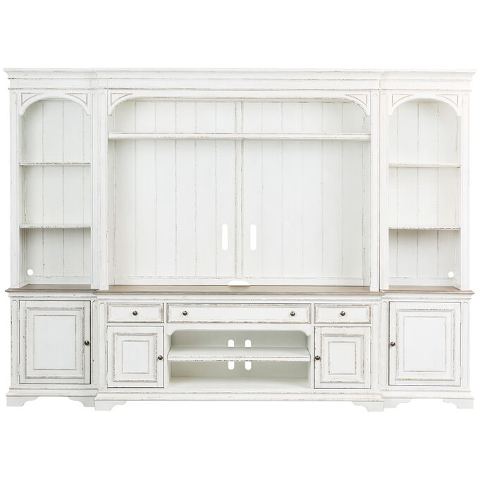 Liberty Furniture , Magnolia Manor Antique White 4 Piece Wall TV Stand