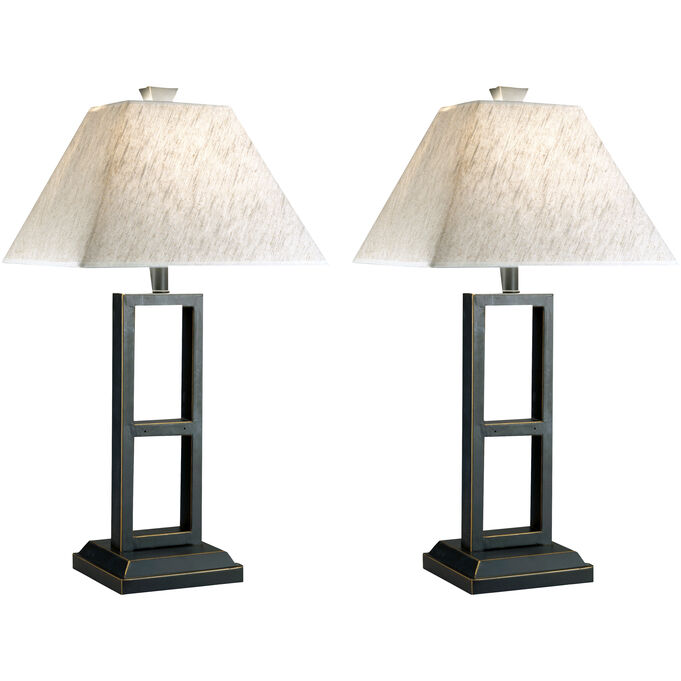 Ashley Furniture | Deidra Black Set of Two Table Lamps | Rubbed Black