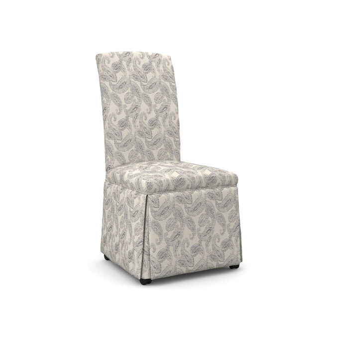 Best Chair , Hazel Paisley Cream Skirted Caster Side Chair